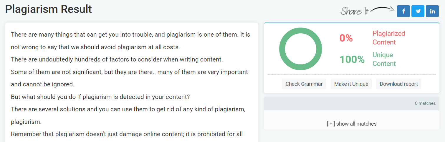 Prepostseo plagiarism report for formal mode